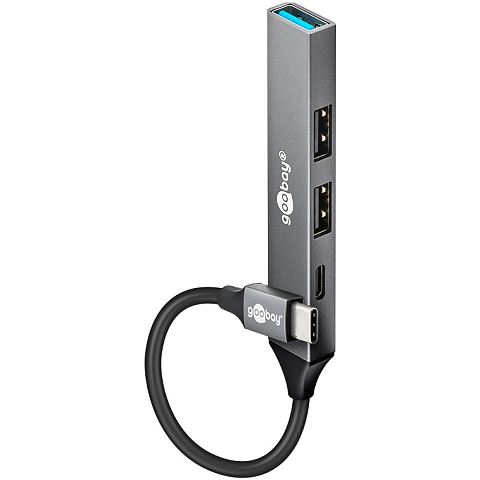 Goobay 74459 Schnittstellen-Hub USB 3.2 Gen 1 (3.1 Gen 1) Type-C 5000 Mbit/s Hellgrau