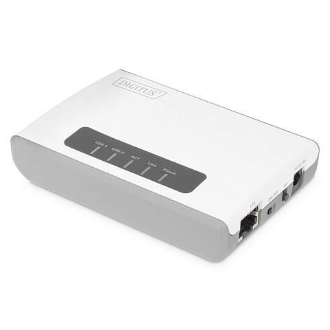 Digitus 2-Port USB 2.0 Wireless Multifunktions-Netzwerk Server, 300 Mbps
