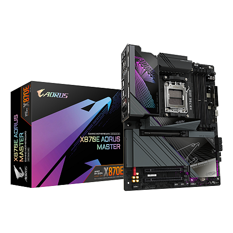 GIGABYTE X870E AORUS MASTER Mainboard - Unterstützt AMD Ryzen 9000 CPUs, 16+2+2 Phasen digitales VRM, bis zu 8600MHz DDR5 (OC), 3xPCIe 5.0 + 1xPCIe 4.0, Wi-Fi 7, 5GbE LAN, USB 4