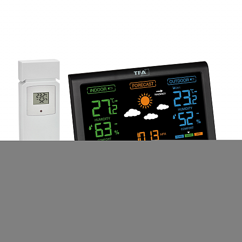 TFA-Dostmann 35.1171.01 Digitale Wetterstation Schwarz LED Akku