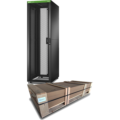 APC Easy Rack Flatpack, 600mm/42HE/1000mm, mit Dach, Seitenwand, Rollen, Füße, 4 Halterungen, ohne Boden, schwarz