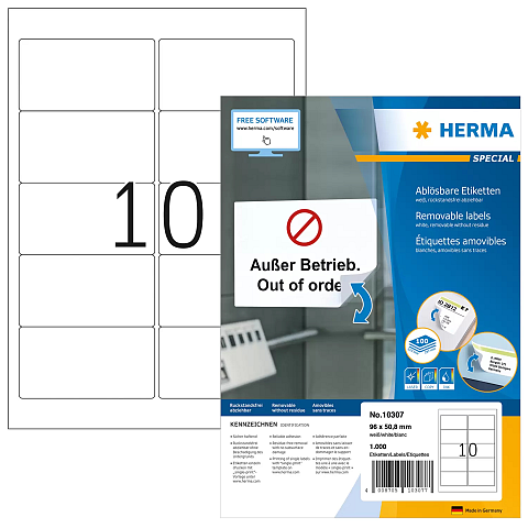 HERMA Repositionierbare Adressetiketten A4 96x50.8 mm weiß Movables Papier matt 1000 St.