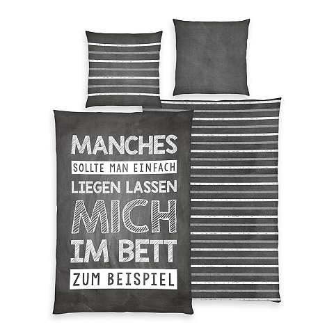 HERDING Young Collection Bettwäsche-Set ‘Manches sollte man liegen lassen’ – 135×200 cm, Renforcé