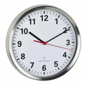 TFA-Dostmann Analoge Funk-Wanduhr mit Edelstahl-Rahmen