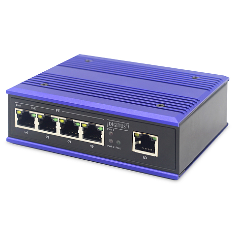 ASSMANN Electronic DN-650107 Netzwerk-Switch Fast Ethernet (10/100) Power over Ethernet (PoE) Schwarz, Blau