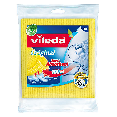 Vileda 142268 Schwamm Rechteckig Zellulose, Baumwolle, Faser Blau, Pink, Gelb 5 Stück(e)