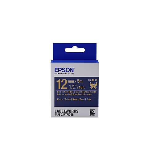 Epson Etikettenkassette, Satinband LK-4HKK Gold/Navyfarben 12 mm (5 m)
