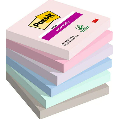 Post-It 7100259204 Klebezettel Quadratisch Blau, Grün, Grau, Pink, Violett 90 Blätter Selbstklebend