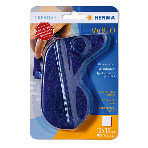HERMA Klebespender Vario, fest haftend, blau, 1000 Klebestücke
