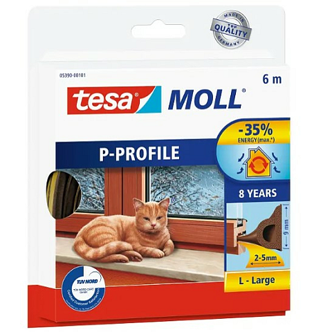 TESA P-Profile 6 m Fenster Dichtungsgummi Selbstklebend Braun