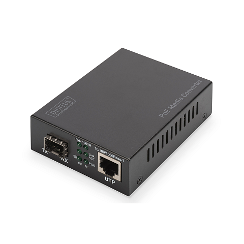 Digitus Gigabit PoE Medienkonverter, RJ45 / SFP, PSE