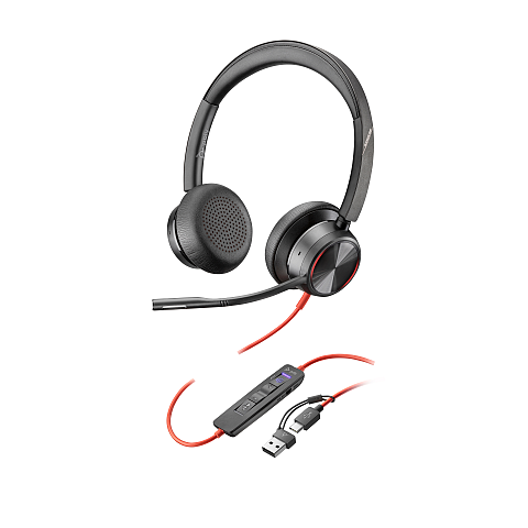 HP Poly Blackwire 8225 USB-C Stereo-Headset, für Microsoft Teams zertifiziert, + USB-C/A-Adapter