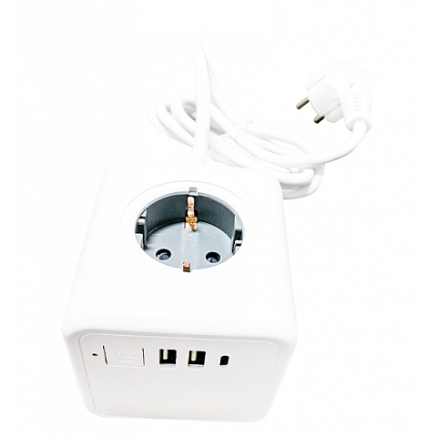 Technaxx Power Cube USB TX-195 Verlängerungskabel 1,4 m 4 AC-Ausgänge Drinnen Weiß