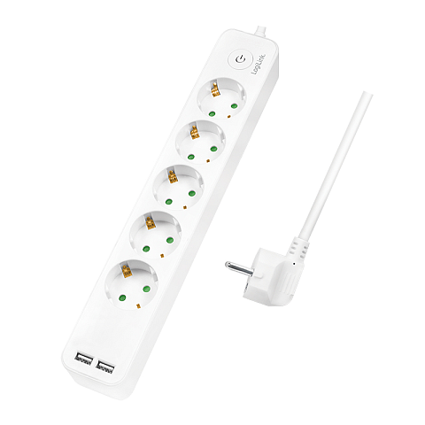 LogiLink LPS249U Verlängerungskabel 1,5 m 5 AC-Ausgänge Drinnen Weiß