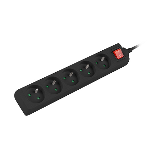 Lanberg PS1-05E-0300-BK Verlängerungskabel 3 m 5 AC-Ausgänge Drinnen Weiß