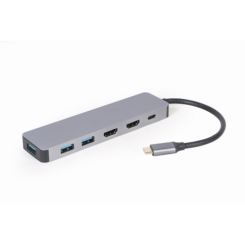 Gembird A-CM-COMBO3-03 Schnittstellen-Hub USB 3.2 Gen 1 (3.1 Gen 1) Type-C 5000 Mbit/s Grau