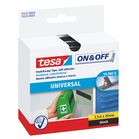 TESA 55225-00000 Klettverschluss Velour Schwarz 1 Stück(e)
