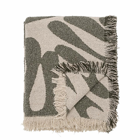 Bloomingville 82058457 Überwurfdecke 130 x 160 cm Baumwolle, Polyester, Viskose Beige, Grün