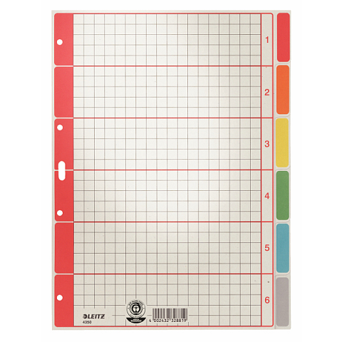 Leitz 43500085 Tab-Register Numerischer Registerindex Karton Mehrfarbig