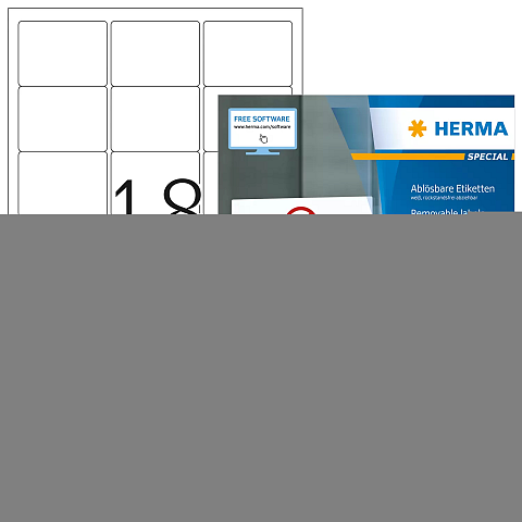 HERMA Ablösbare Etiketten A4 63.5x46.6 mm weiß Movables/ablösbar Papier matt 1800 St.