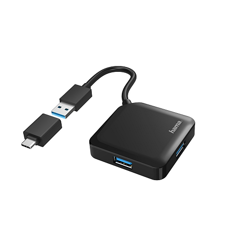 Hama 00200116 Schnittstellen-Hub USB 3.2 Gen 1 (3.1 Gen 1) Type-A + Type-C 5000 Mbit/s Schwarz