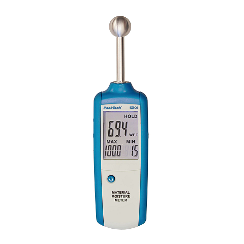 PeakTech P 5201 Wassergehaltsmesser Widerstand (Pin) Karton, Papier, Mörtel, Putz, Beton, Holz