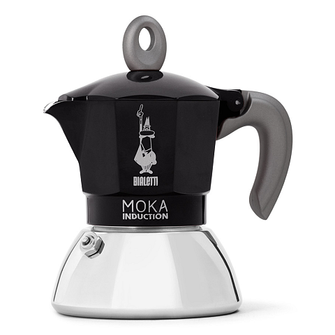 Bialetti Moka Induction Mokka-Kanne 0,4 l Schwarz, Silber