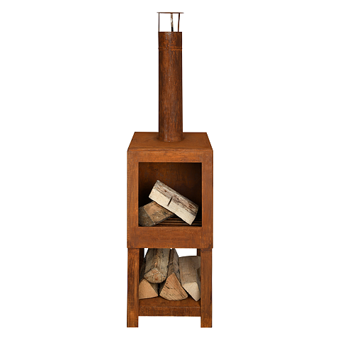 Esschert Design FF298 Kamin Draußen Tragbare Feuerstelle Brennholz Rostfarbe