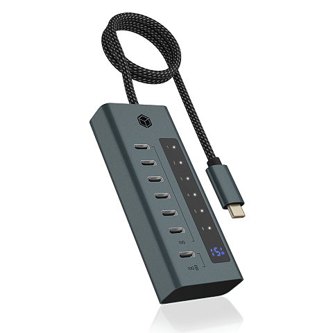 ICY BOX IB-HUB1457-C31, 7 Port Type-C USB 3.2 Gen 2 Hub, Aluminiumgehäuse