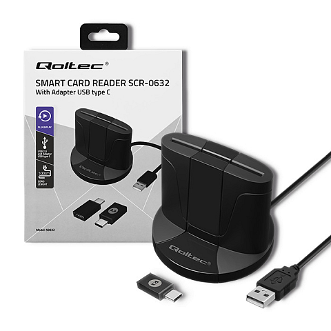 Qoltec 50632 Smart-Card-Lesegerät USB 2.0 Schwarz