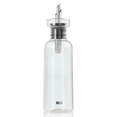 AdHoc AHM-BZ80 Öl-/Essig-Spender 0,3 l Flasche Glas, Silikon, Edelstahl Transparent