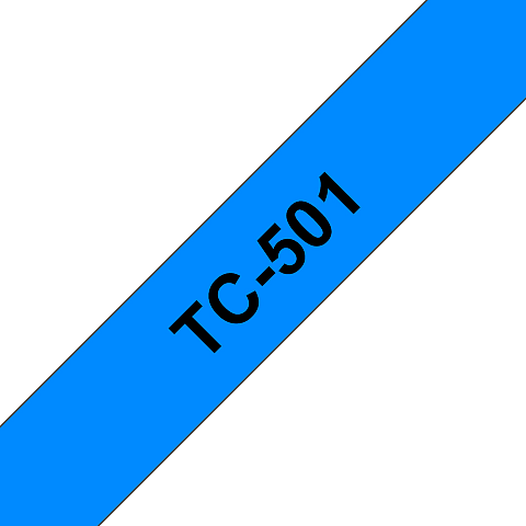 Brother TC-501 Etiketten erstellendes Band Scwarz auf blau