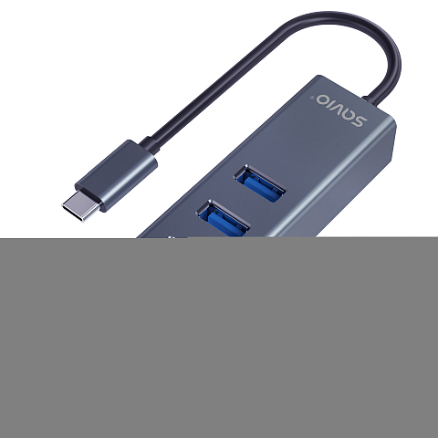 Savio AK-57 USB-C - 3 x USB-A HUB with RJ-45 Gigabit Ethernet adapter 5000 Mbit/s grey 2 x USB 3.2 Gen 2 (3.1 Gen 2) Type-C 1000 Mbit/s Grau