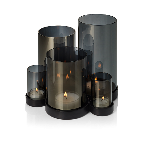 Philippi Lichtermeer Kerzenständer Glas, Stahl Grau