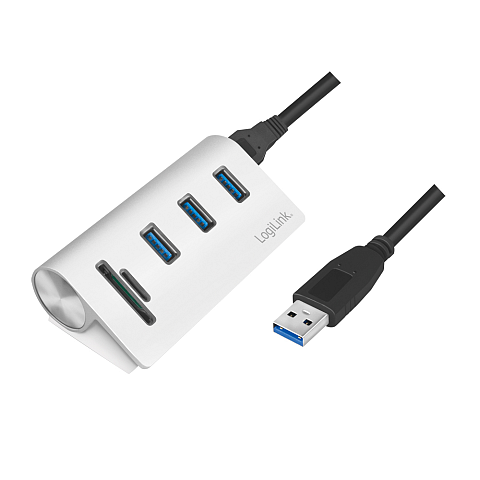 LogiLink CR0045 Schnittstellen-Hub USB 3.2 Gen 1 (3.1 Gen 1) Type-A 5000 Mbit/s Silber