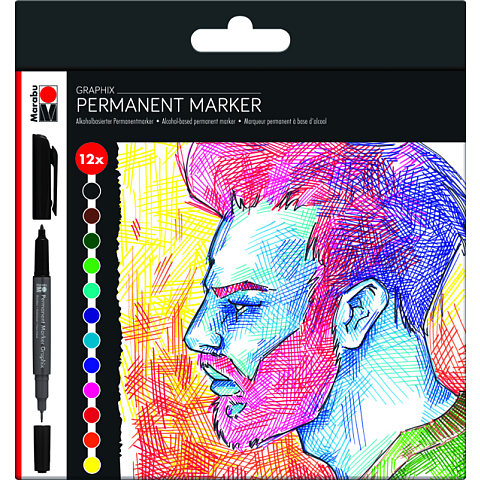 Marabu Graphix Permanent-Marker Mehrfarbig 12 Stück(e)