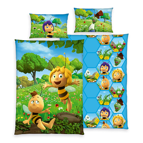 HERDING Biene Maja Kleinkindbettwäsche-Set ‘Maja & Friends’ – 100×135 cm, Renforcé