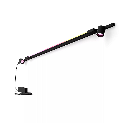 Philips Hue White and Color ambiance Perifo Basis-Set Wandleuchte schwarz gerade (2 Spots, 1 Gradient Light Tube)