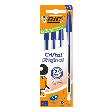 BIC Cristal Original Blau Stick-Kugelschreiber Medium 4 Stück(e)
