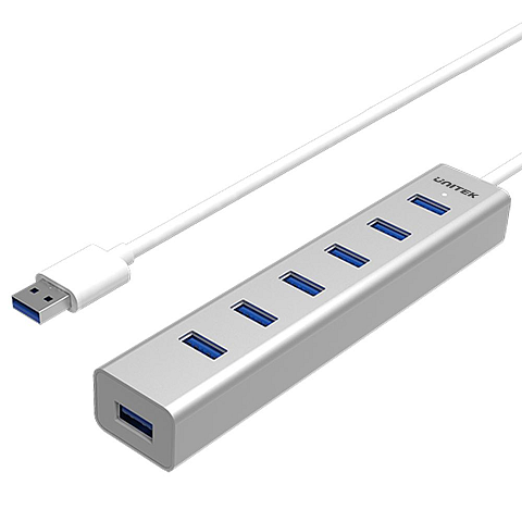 UNITEK Y-3090 Schnittstellen-Hub USB 3.2 Gen 1 (3.1 Gen 1) Type-A 5000 Mbit/s Silber