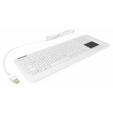 KeySonic KSK-6231 INEL (DE) Hygienetastatur, Industrietastatur, Beleuchtung, Touchpad, weiß, 2 Maustasten, USB, Wasserdicht IP68