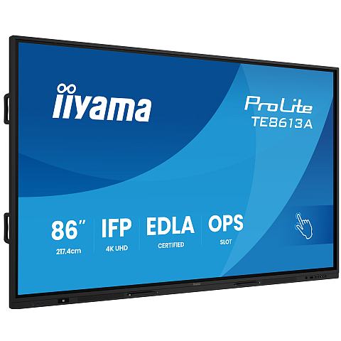 iiyama TE8613A-B1AG Signage-Display Interaktiver Flachbildschirm 2,17 m (85.6") WLAN 500 cd/m² 4K Ultra HD Schwarz Touchscreen Eingebauter Prozessor Android 18/7