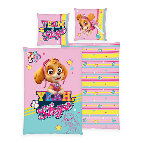 HERDING Paw Patrol Bettwäsche-Set ‘Team Skye’ – 135×200 cm, Linon