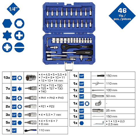 Brilliant Tools BT020046 Steckdosen/Steckdosen-Set Steckschlüssel-Satz