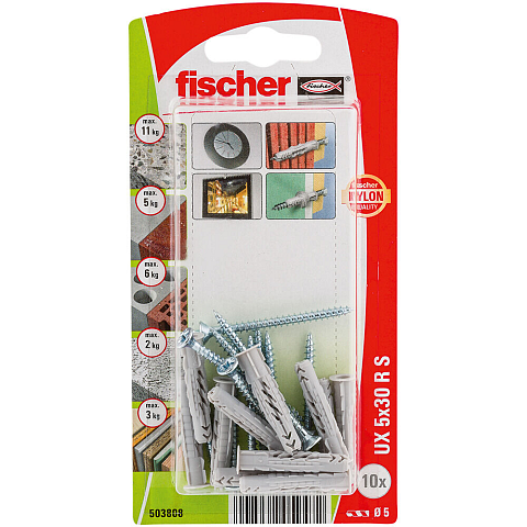 Fischer 503808 Schraubanker/Dübel 10 Stück(e) Schrauben- & Dübelsatz 30 mm
