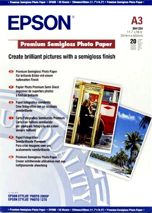 Epson Premium Semigloss Photo Paper, DIN A3, 251 g/m², 20 Blatt
