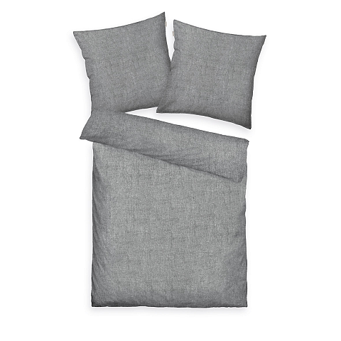 HERDING TOM TAILOR Bettwäsche-Set 'Woven Melange Soft Grey' - 80-x-80-cm-155-x-220-cm
