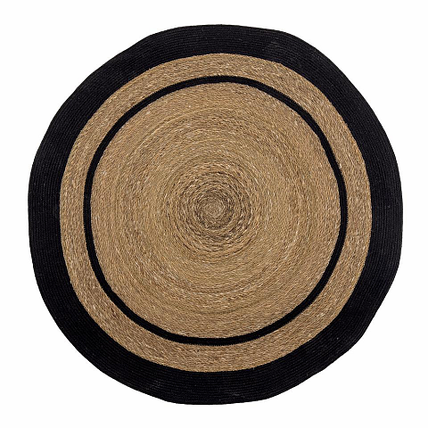 Bloomingville Lune Drinnen Bodenmatte Rund Jute Schwarz, Natürlich/Natur