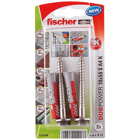 Fischer 535488 Schraubanker/Dübel 2 Stück(e) Schrauben- & Dübelsatz 50 mm