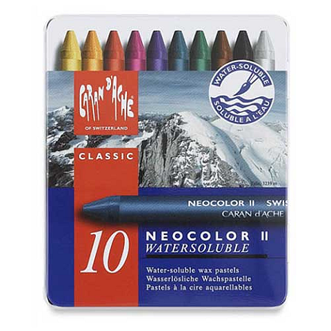 Caran d-Ache NEOCOLOR II 10's Wachspastellkreide Hart Blau, Mehrfarbig 10 Stück(e)